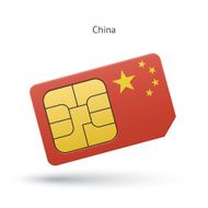 China mobile phone sim card with flag