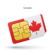 Canada mobile phone sim card with flag