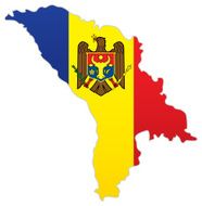 Moldova map with flag