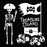 Skeleton pirate and treasures