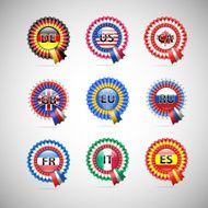 Collection of flag badges different countries
