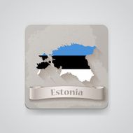Icon of Estonia map with flag Vector illustration