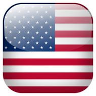 USA national flag square button isolated on white background
