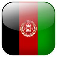 Afghanistan national flag square button isolated on white background