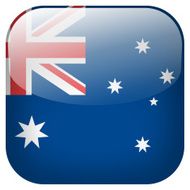 Australia national flag square button isolated on white background