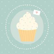 Cute cupcake with heart flag