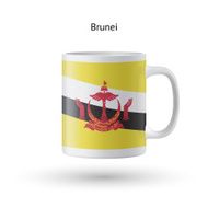 Brunei flag souvenir mug on white background N2