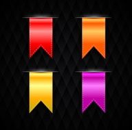 Realistic Ribbon Set black Background
