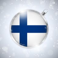 Merry Christmas Silver Ball with Flag Finland N3