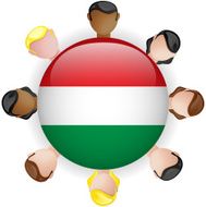 Hungary Flag Button Teamwork People Group