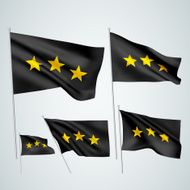 Golden 3 stars - black vector flags