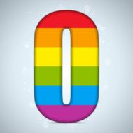 Gay Pride Glass Alphabet with Rainbow Flag N4