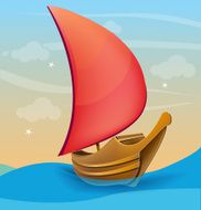 Boat with red sail