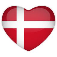 Denmark Flag Heart Glossy Button N2