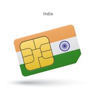 India mobile phone sim card with flag