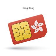 Hong Kong mobile phone sim card with flag