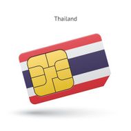 Thailand mobile phone sim card with flag