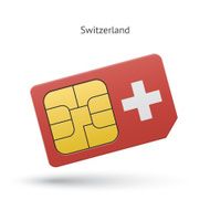 Switzerland mobile phone sim card with flag