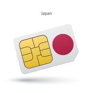 Japan mobile phone sim card with flag