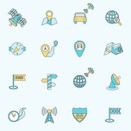 Mobile navigation icons flat line