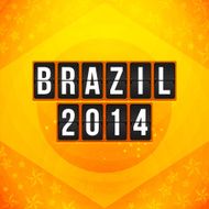 Brazil 2014 football poster Bright yellow-orange background and