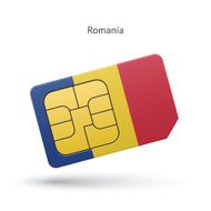 Romania mobile phone sim card with flag