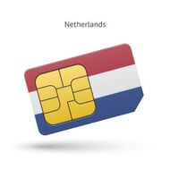 Netherlands mobile phone sim card with flag