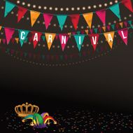 Carnival with flags and confetti background