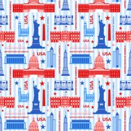 Landmarks of United States America vector seamless pattern