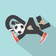 Football Goal With Hands And Legs Typography Design