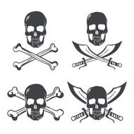 Pirate flag Design Elements Skull with bones and swords vector