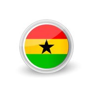 Vector rounded flag button icon of Ghana
