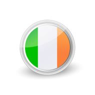 Vector rounded flag button icon of Ireland
