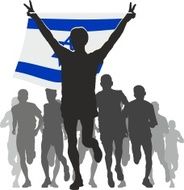 Athlete with the Israel flag at finish