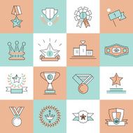 Award icons set flat line