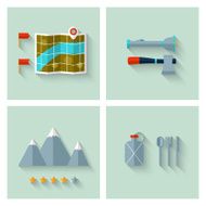 Camping adventure icons set (flat design) N3