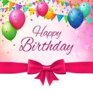 happy birthday greeting card with balloons and flags N3