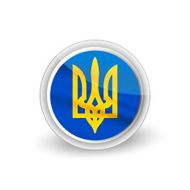 Vector rounded waving button icon of Ukraine emblem 2
