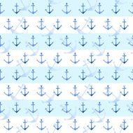 Seamless pattern Anchor and blue lines