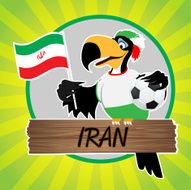 Football Mascot (Bird) Characters with flag on Light Green Background N16