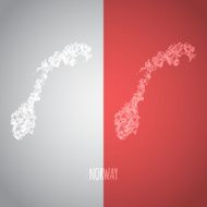 Low Poly Norway Map with National Colors