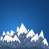 Mountain Landscape with Snow Top and Stars at the background