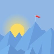 Flat design modern illustration success concept with flag on the