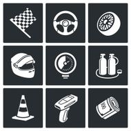 Auto Racing Vector Icons Set