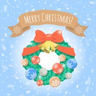 Christmas Wreath on Snowy Background