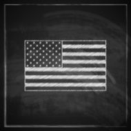 vintage illustration with United States flag on blackboard background