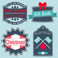 Christmas badges labels stickers in retro style vector