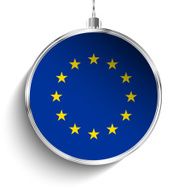 Merry Christmas Silver Ball with Flag Europe N3