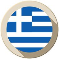 Greece Flag Button Icon Modern N2