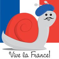 Snail in a beret Bastille Day card vector format N3